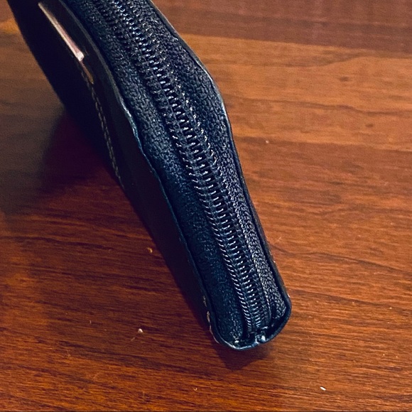 VTG 1990s Fossil Black Leather Key Ring Zippered Wallet - Picture 5 of 13